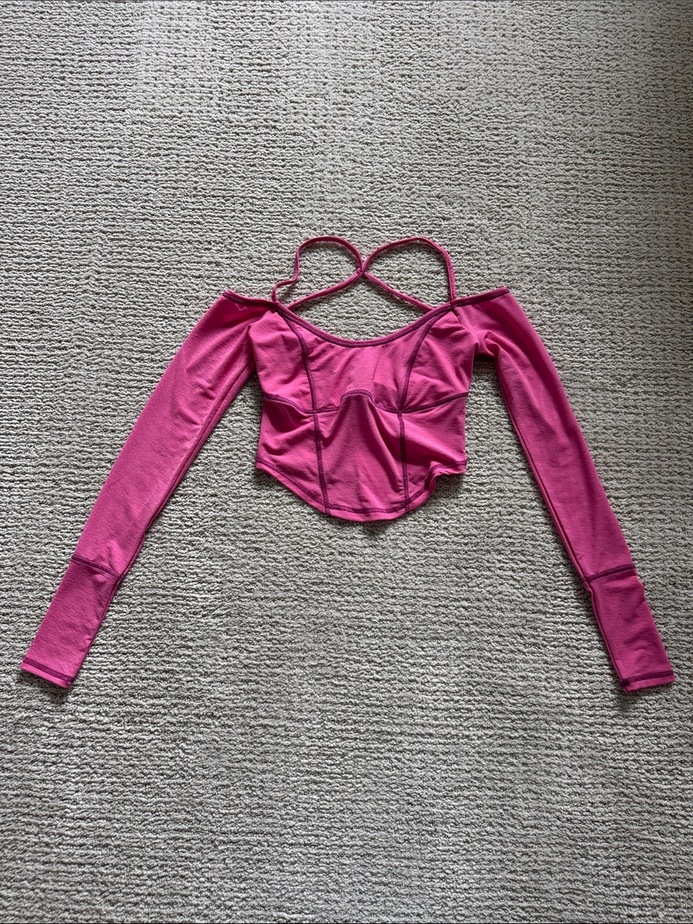 Urban Outfitters Hot Pink Strappy Off-Shoulder Crop Top